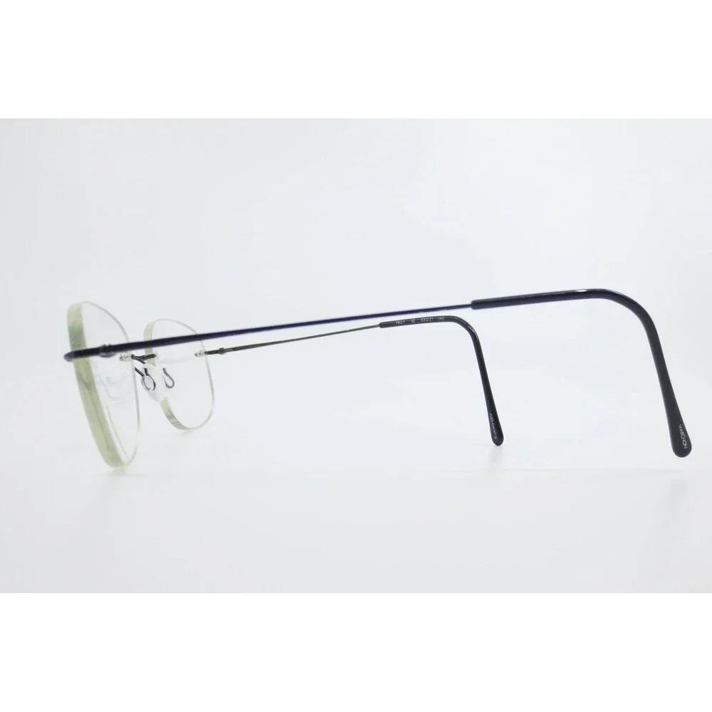 Marchon Airlock 2 760/1 32 Rimless Eyeglass Frames Navy Blue Oval 53-21-140